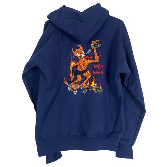 THRASHER Blue Burn it Down Hoodie SIZE Medium NWT - Picture 3 of 5